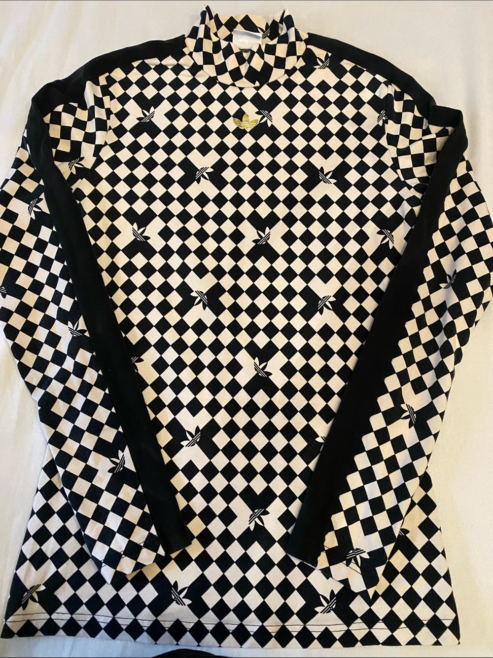 adidas Black and White Checkered Turtleneck Shirt